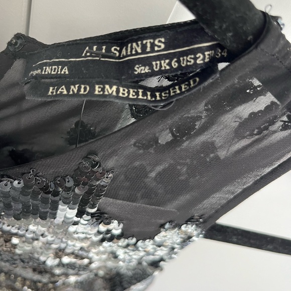 All Saints Crew Neck Mini Short dress (Size 2) black with sequins and zipper - Picture 5 of 5